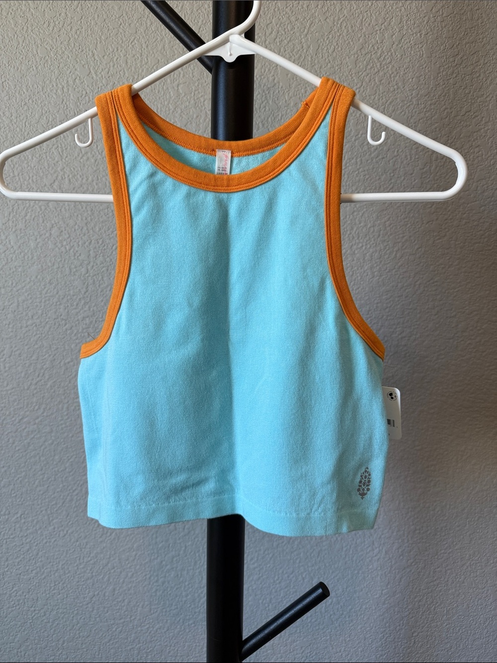Free People Movement Aqua Tank Top with Orange Trim